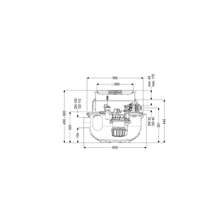 Przepompownia Aqualift S Compact Duo GTF1200 resistant do zabudowy z pokrywą czarną