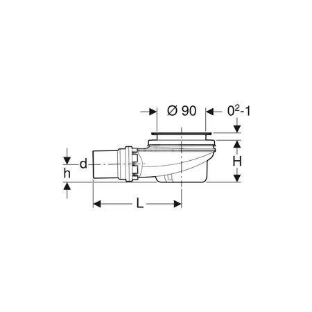 Pokrywa odpływu Geberit d90, do syfonu brodzikowego, wysokość zasyfonowania 30 / 50 mm: Biały / Matowy