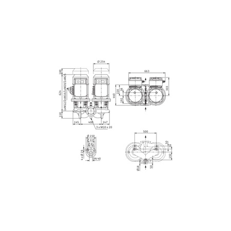 Pompa obiegowa WILO CronoTwin-DL-E 40/200-7,5/2 R1 IE4 typu in-line z silnikiem znormalizowanym 50/60 Hz, moc silnika 7.5kW 13.8 A 2900 obr/min, wlot Kołnierz DN 40