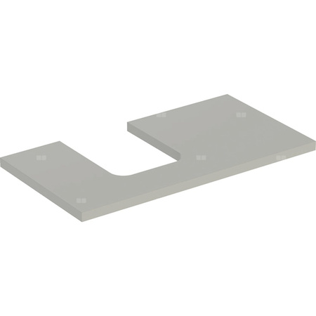 Blat pod umywalkę Geberit ONE z wycięciem, do umywalki nablatowej w kształcie misy: B=89.4cm, Greige, Lakierowany matowy, Przekrój=Lewa strona