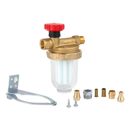 Filtr olejowy AFRISO V500Si jednorurowy fi 3/8'' x 3/8'' GW x GZ, z wkładem plastikowym, maks. przepływ 250 l/h