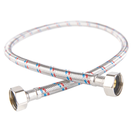 Wąż przyłączeniowy elastyczny FERRO z oplotem (stal), GW x GW, 1/2'' x 1/2'', długość 25 mm, z uszczelką