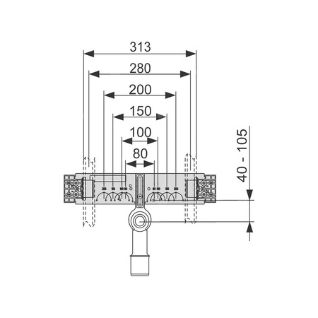 Trawers montażowy pod umywalkę o rozstawie otworów mocujących 280 mm TECE profil