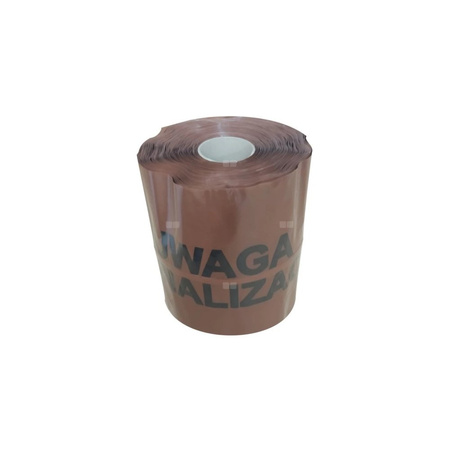 Taśma ostrzegawcza kolor brązowy Napis "UWAGA KANALIZACJA" QIK 100 m x 200 mm
