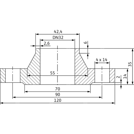 Zestaw przeciwkołnierzy stal nierdzewna, przył. DN 32 dł.120mm szer.120mm WILO