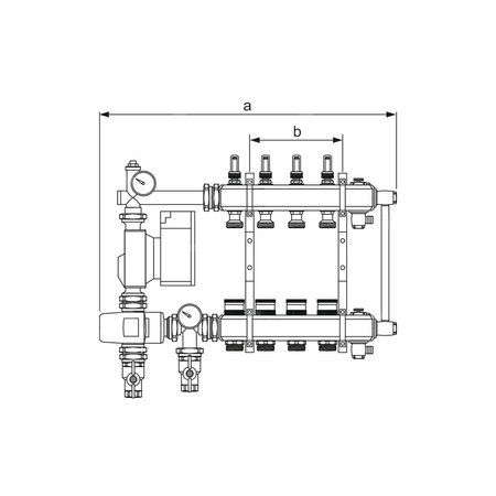 Rozdzielacz do ogrzewania podłogowego TECE floor 3-obieg. mosiądz 1'' x eurocono 3/4'' + przepływomierz + pompa