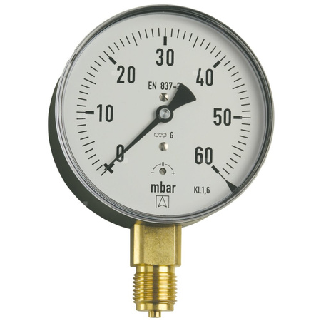 Ciśnieniomierz różnicowy AFRISO KP Dif D401 0/4 mbar mosiądz G1/2B radialne fi 160, kl. 1.6%