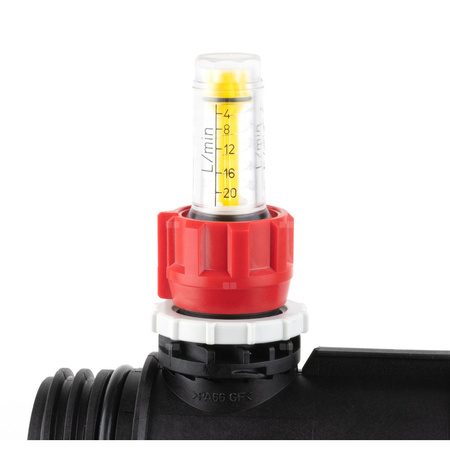 Dwa obiegi rozdzielacza ProCalida IN 1 1/2'', rozstaw 100 mm, G1'', rotametry 4÷20 l/min