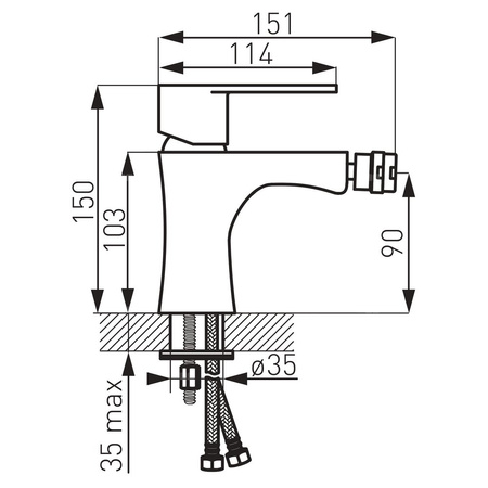 Bateria bidetowa stojąca FERRO ALGEO BLACK, kolor czarny