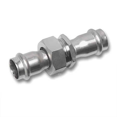 Śrubunek SANHA NiroSan Press trzyczęściowy, stal nierdzewna, 18 mm (zw x zw)