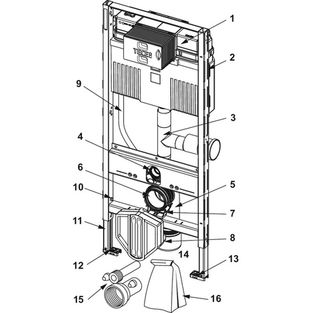 Stelaż podtynkowy do WC TECE profil, 1120 x 500 x 160 mm, regulowana wysokość, ze spłuczką
