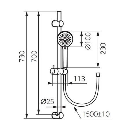 RILLO natrysk przesuwny, jasno złoty
