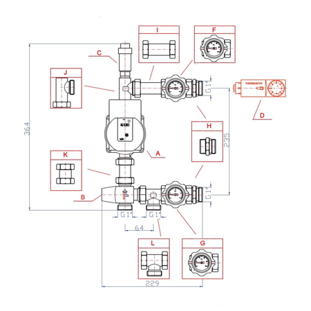 Grupa pompowa RUMET W40 VTA372 Kvs 2,3