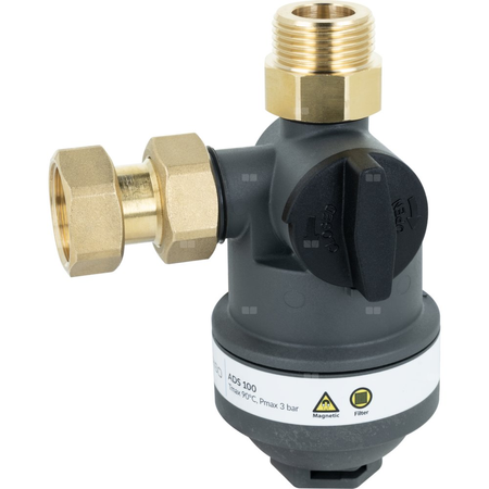 Kompaktowy magnetyczny separator zanieczyszczeń ADS 100, przyłącza kątowe G3/4'', Kvs 4,2 m3/h