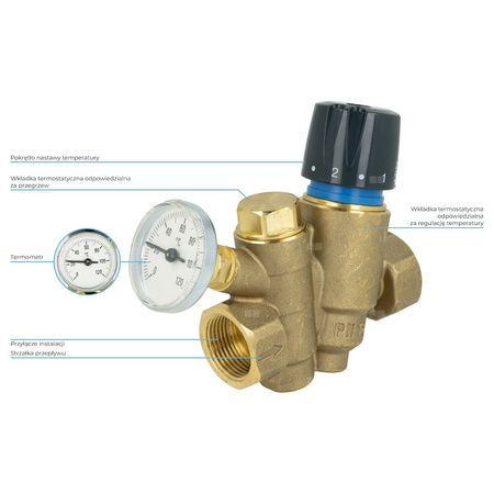Zawór równoważący z funkcją przegrzewu do cyrkulacji c.w.u. AFRISO ATB 210 mosiądz DN 20
