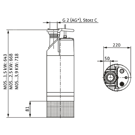 Pompa zanurzeniowa do ścieków WILO Padus PRO M05/T025-540 aluminium 3 x 400 V, moc 3.05 W 50 Hz
