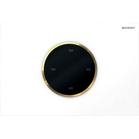 Elektroniczny zestaw uruchamiający WC Geberit, IR, zasilanie bateryjne, Sigma10, 12cm, biały-złoty