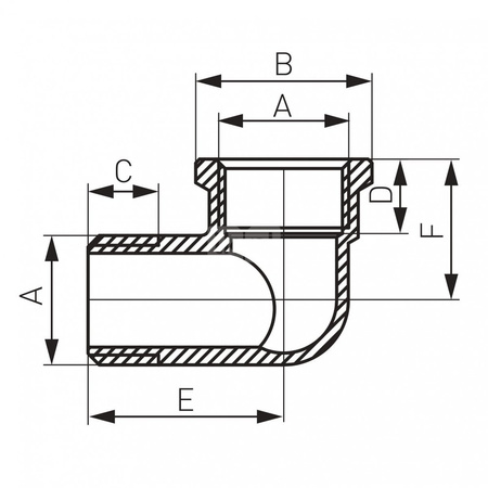 Kolano 90' FERRO, mosiądz (chrom), 3/8'' (GW x GZ)