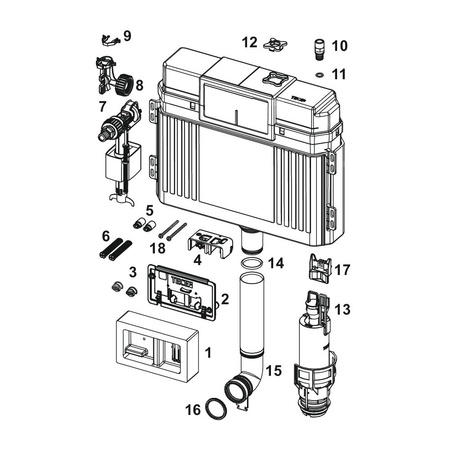 Spłuczka podtynkowaTECETECE, 740 x 500 x 145 mm, uruchamiana od przodu, z kolanem odpływowym 269mm