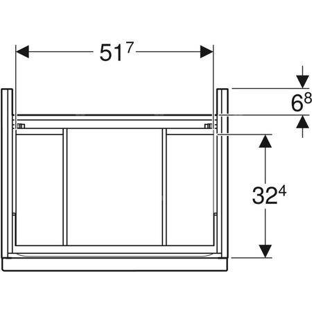 Szafka pod umywalkę Geberit iCon, z dwoma szufladami: Szerokość umywalki=60cm, Korpus i front: biały / lakierowany matowy, Uchwyt: biały / powlekany proszkowo, matowy