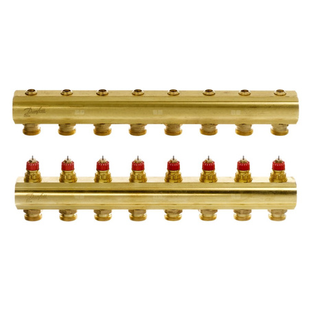 Rozdzielacz 8+8 Danfoss BIV, mosiądz