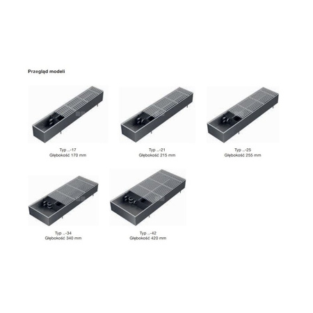 Grzejnik konwektorowy ZEHNDER Terraline, wym. 190 x 1400 mm, kolor aluminiowy naturalny, moc 934 W