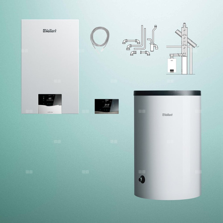 Pakiet - Kocioł gazowy jednofunkcyjny VAILLANT ecoTEC plus VC 30CS/1-5 kondensacyjny wiszący 3.9 - 33.3 kW + RegulatorsensoCOMFORT 720 + Zestaw powietrzno-spalinowy szachtowy + Zasobnik c.w.uVIH R 200/6 B