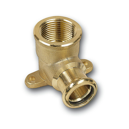 Kolano 90' SANHA PURAPRESS ścienne z łapami, brąz, 22 mm x 1/2'' (zw x GW)