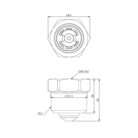 Zawór stopowy do odpowietrznika, R3/8'' x GW G3/8''