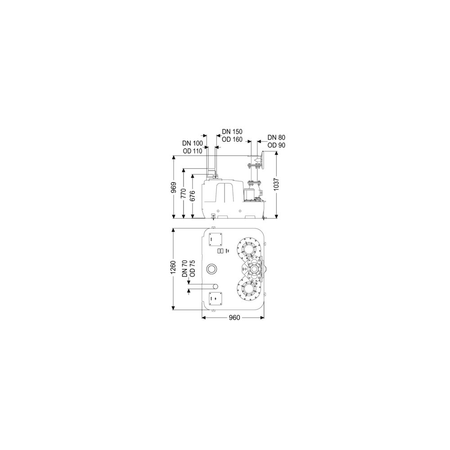 Przepompownia Aqualift F XL Duo, 5500W-S3, 400V, 450L, z zasuwą odcinającą z żeliwa