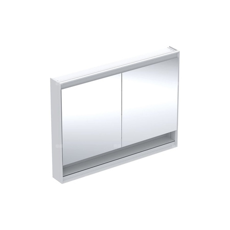 Szafka z lustrem Geberit ONE z wnęką i ComfortLight, z dwoma drzwiami, montaż natynkowy, wysokość 90 cm: B=120cm, Biały / Aluminium malowane proszkowo