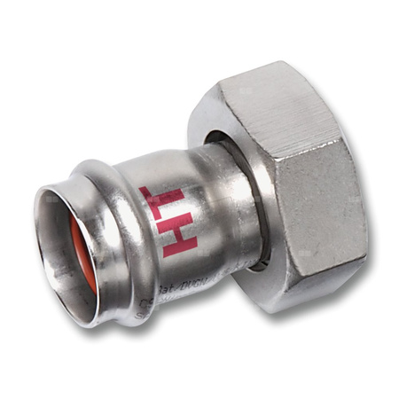 Półśrubunek SANHA NiroSan Press Industry dwuczęściowy, stal nierdzewna, 15 mm x 1/2'' (zw x nz)