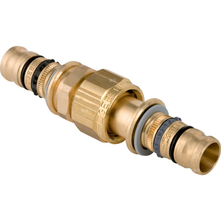Śrubunek GEBERIT Mepla, Cu / Cu, 50 mm, DN 40 x 50 mm x DN 40 (końcówka wciskowa x końcówka wciskowa), (głębokość: 33.5 mm) z uszczelką