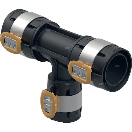 Trójnik redukcyjny Geberit FlowFit: Materiał=PPSU, d=75mm, d1=50mm, d2=75mm