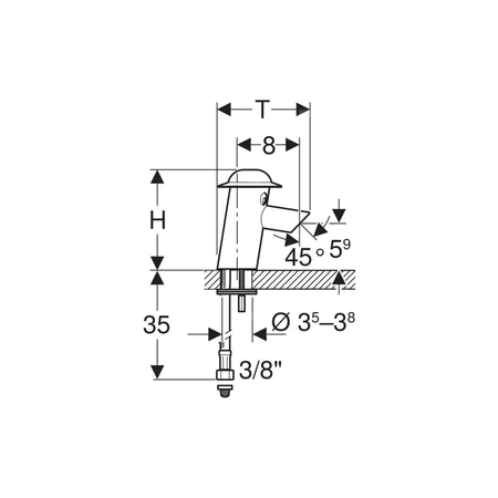 Bateria umywalkowa Geberit Bambini, zasilanie sieciowe, wielokolorowa: Mieszacz=Z mieszaczem, Osłona: czerwona, Korpus: niebieski ultramaryna, Wylot: żółty drogowy