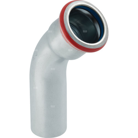 Kolano 45' GEBERIT Mapress C-Stahl FKM, stal (ocynk galwaniczny/elektrolityczny) (ocynk), 76.1 mm, DN 65 x 76.1 mm x DN 65 (końcówka wciskowa x mufa zaprasowywana) z uszczelką