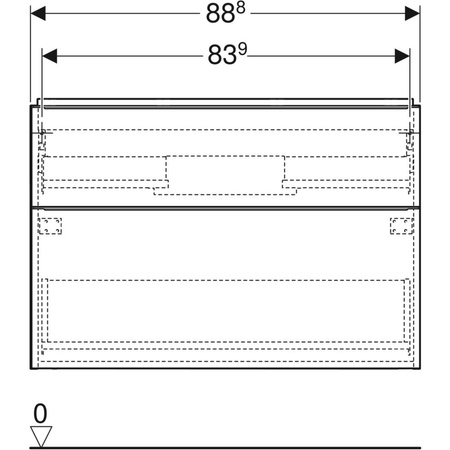 Szafka pod umywalkę GEBERIT iCon, 2 szuflady, kolor lava szer.88.8mm