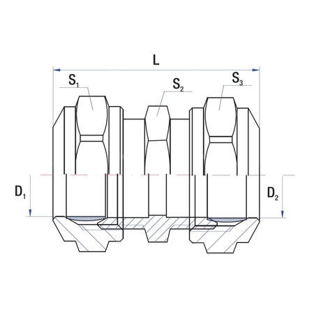 Złącze dwójnik proste RUMET zaciskowe FI 15 x FI 22 mosiądz