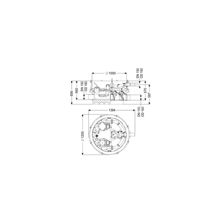MODUŁ TECHNICZNY MONO ECOLIFT XL POMPA 400V SPF3000-S3 z automatyczną klapą zwrotną do ścieków szarych do swob. ustawienia lub połączenia ze studz.
