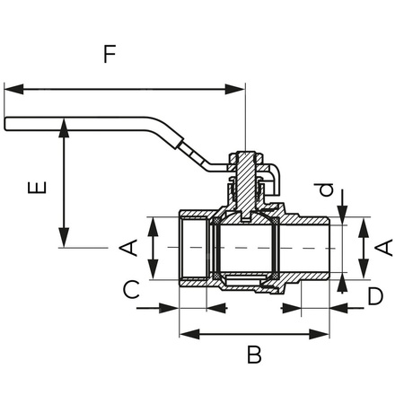 Zawór kulowy FERRO F-POWER 3/8'' GZ x GW, uchwyt: dźwignia