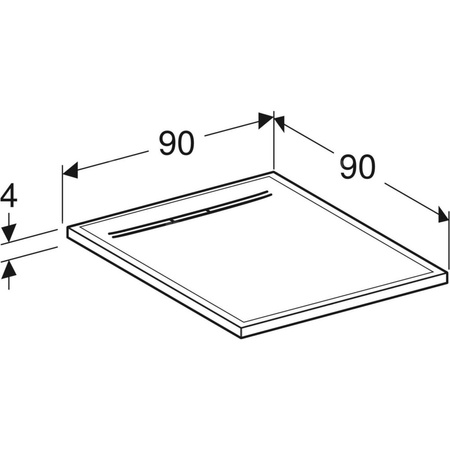 Brodzik kwadratowy Geberit Sestra: 90x90x4cm, Biały / Struktura łupka
