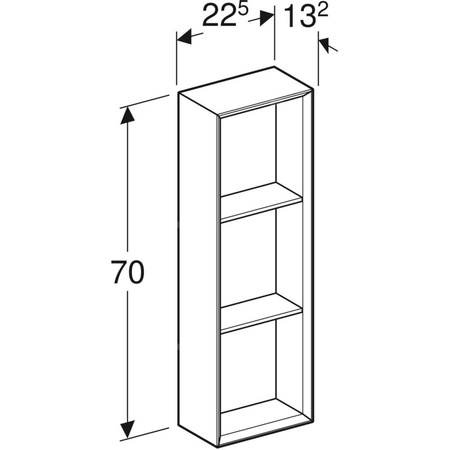 Regał iCon prostokątny: 22.5 cm x 70 cm x 13.2 cm, Orzech włoski hickory / Melamina, struktura drewna