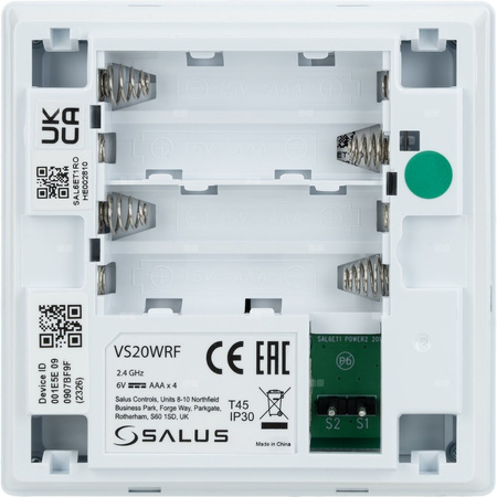 Regulator temperatury SALUS VS20WRF bezprzewodowy Zigbee z wyświetlaczem, montaż natynkowy