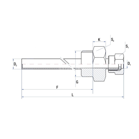Tuleja zanurzeniowa RUMET z dławicą - toczona Mosiądz 1/2'' 6 mm L=50