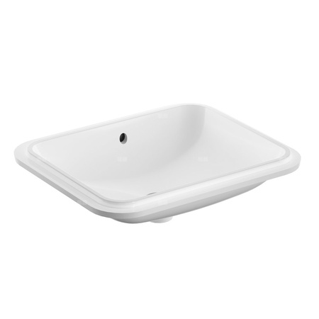 Umywalka GEBERIT Variform prostokątna, biała / KeraTect, 580mm, bez otworu na baterię, z odpływem przelewowym, bez półki