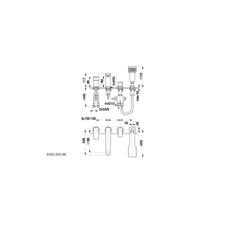 Bateria wannowa stojąca KFA Armatura MOKAIT, kolor chrom