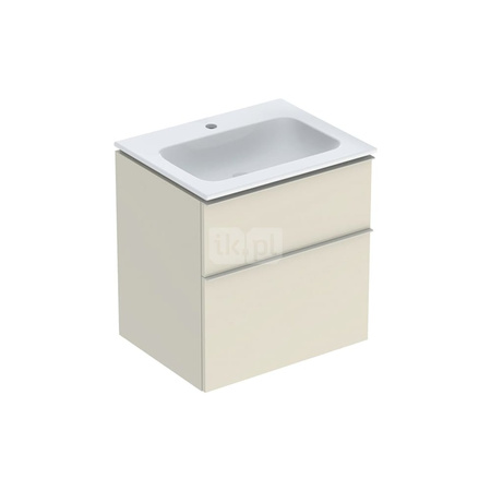 Umywalka GEBERIT iCon prostokątna, biała / KeraTect, 600mm, otwór na baterię na środku, nakładany od góry, bez odpływu przelewowego, półka od ściany