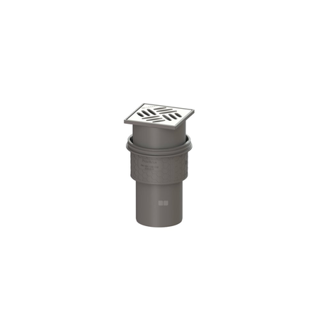 Wpust KESSEL Practicus z 1 przyłączem DN 100, odpływ pionowy (zdejmowany), kratka 138x138mm stal nierdzewna
