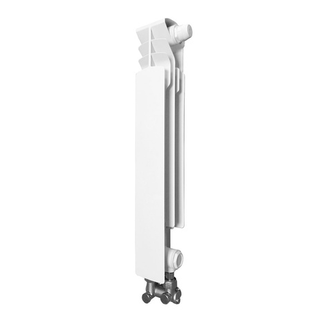 Grzejnik żeberkowy KFA Armatura G500F/D/1 aluminium, podłączenie dolne, prawe, kątowe 572 x 80 mm, kolor biały (RAL 9016)