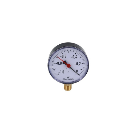 Manometr z rurką Bourdona AFRISO RF grzewczy -1/0 bar G1/2B radialne fi 100 mm, kl. 1.6%